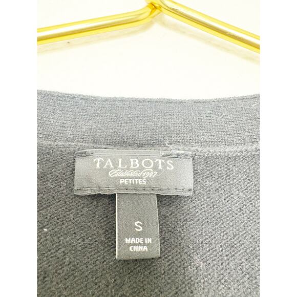 NWOT Talbots Sequined Rib knit Trim Cardigan Size Small Black Wool Blend Preppy - Picture 5 of 11